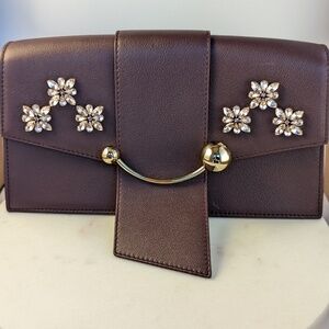 Strathberry Mini Crescent Bag Floral Beading Embroidery